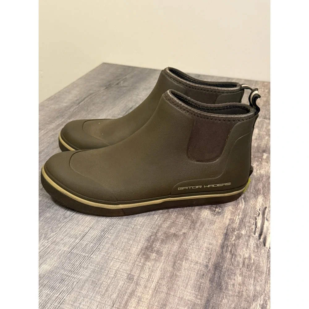 Gator Waders Mens Camp Boots Olive Green Waterproof Rubber Ankle Deck Boots 11